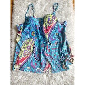 Lane Bryant Women’s Size 44B Aqua Paisley Print Tankini Top